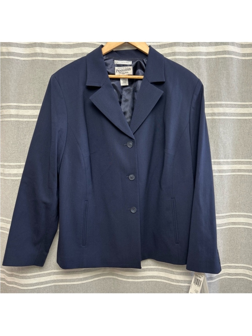 Pendleton Savvy Stretch Navy Blue Women's Classic Notch Lapel Blazer NWT
